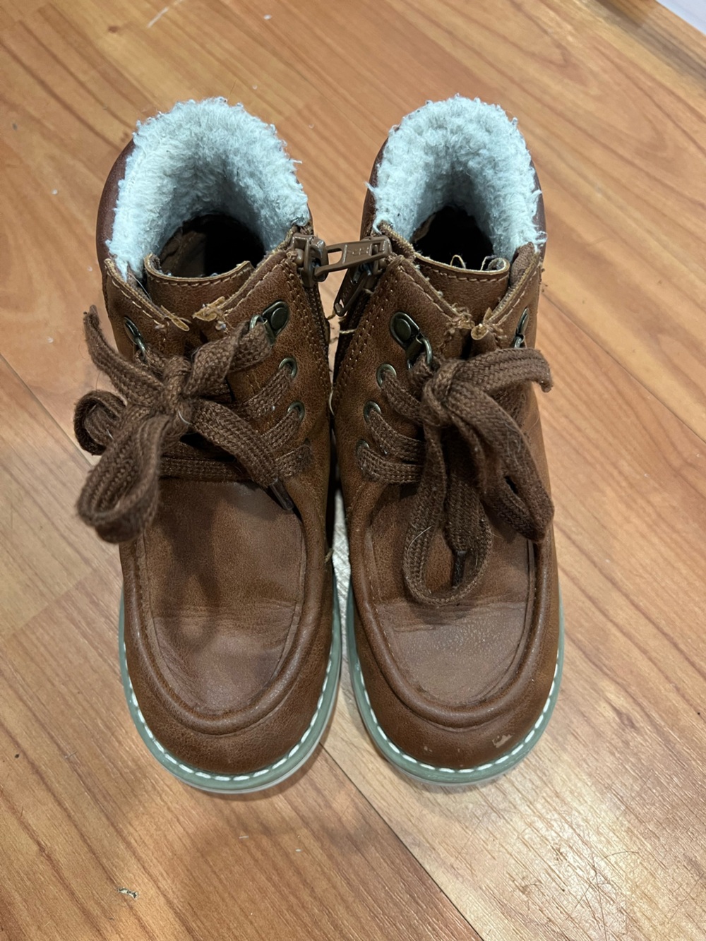 Old Navy Brown Faux-Fur Lace-Up Kids Boots